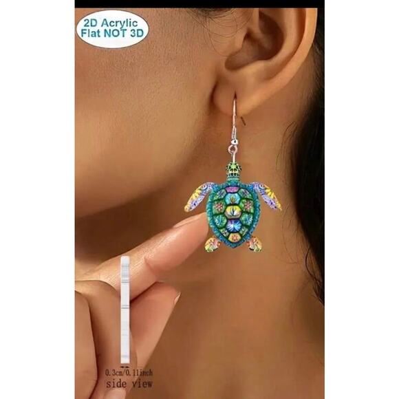 Multi-Colored Turtle Earrings - Picture 4 of 4